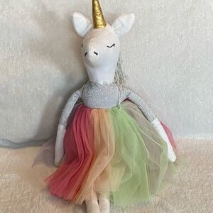 Pottery Barn Kids Sophie the Unicorn Plush Toy Ballet Rainbow Tutu Silver Mane